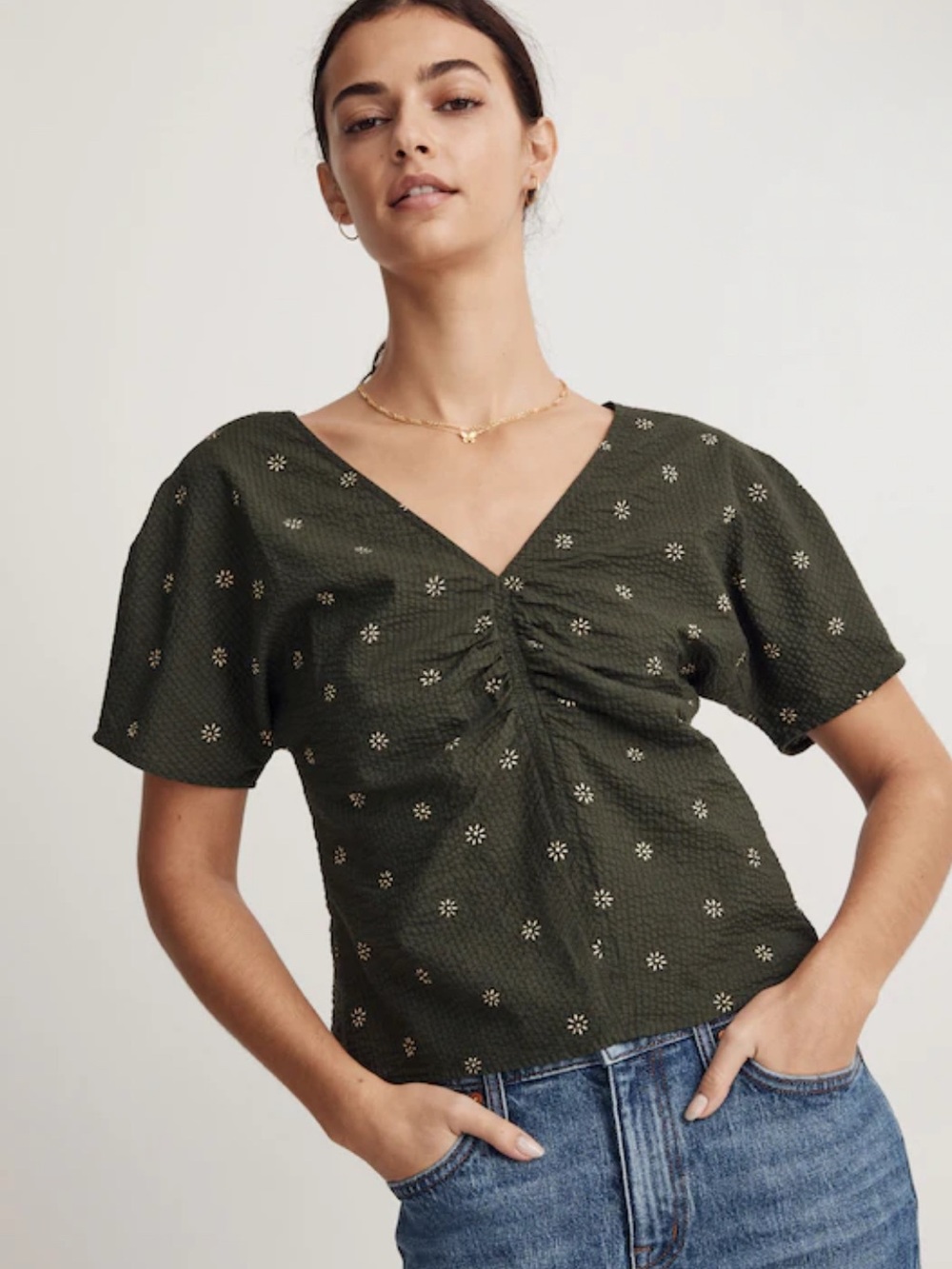 NWOT Madewell Voile Puff-Sleeve Top in Floral